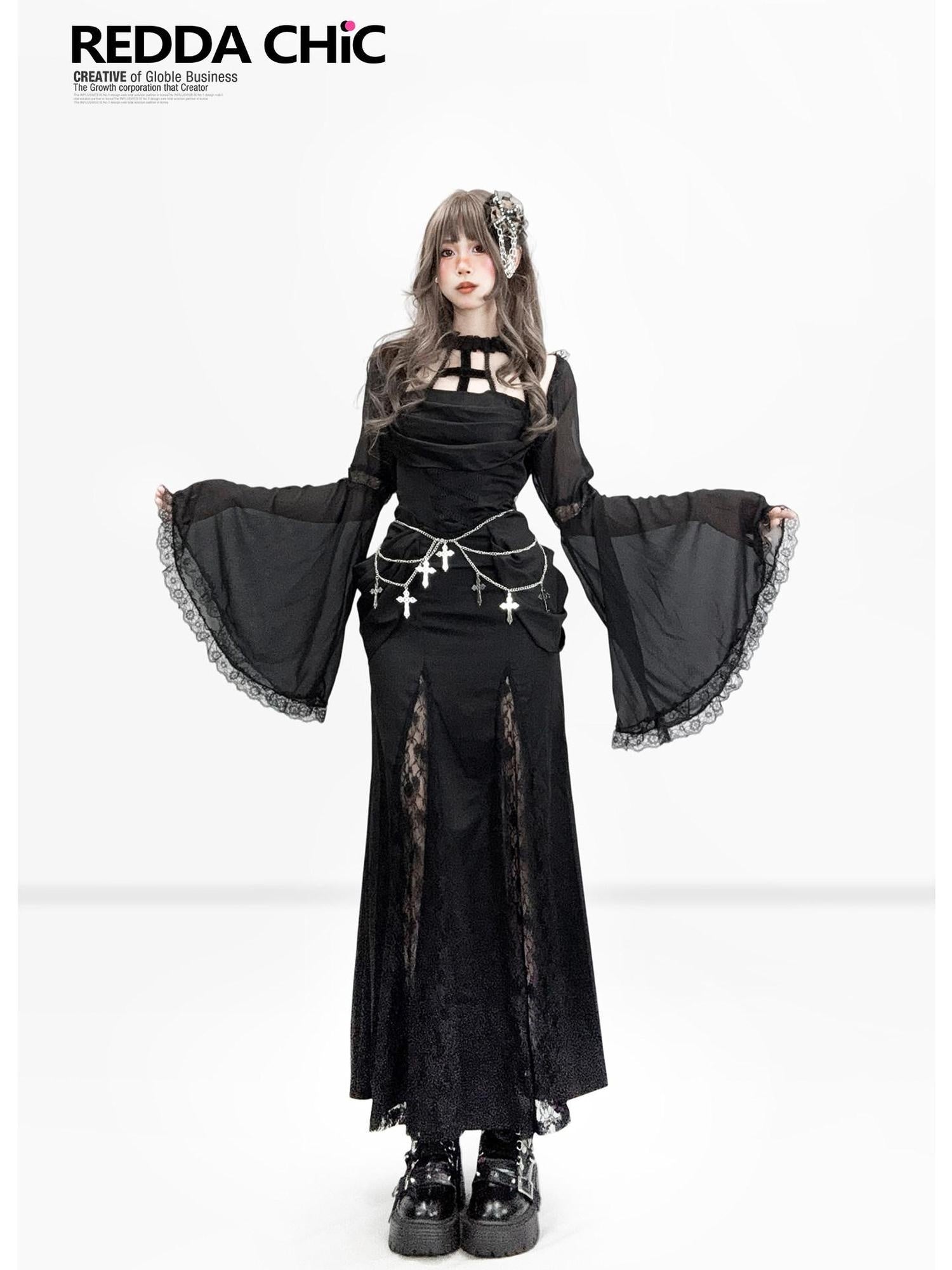ReddaChic Slimming Gothic Lace Cutout Bodycon Womens Citywalk Tube Tops / Bandeaus
