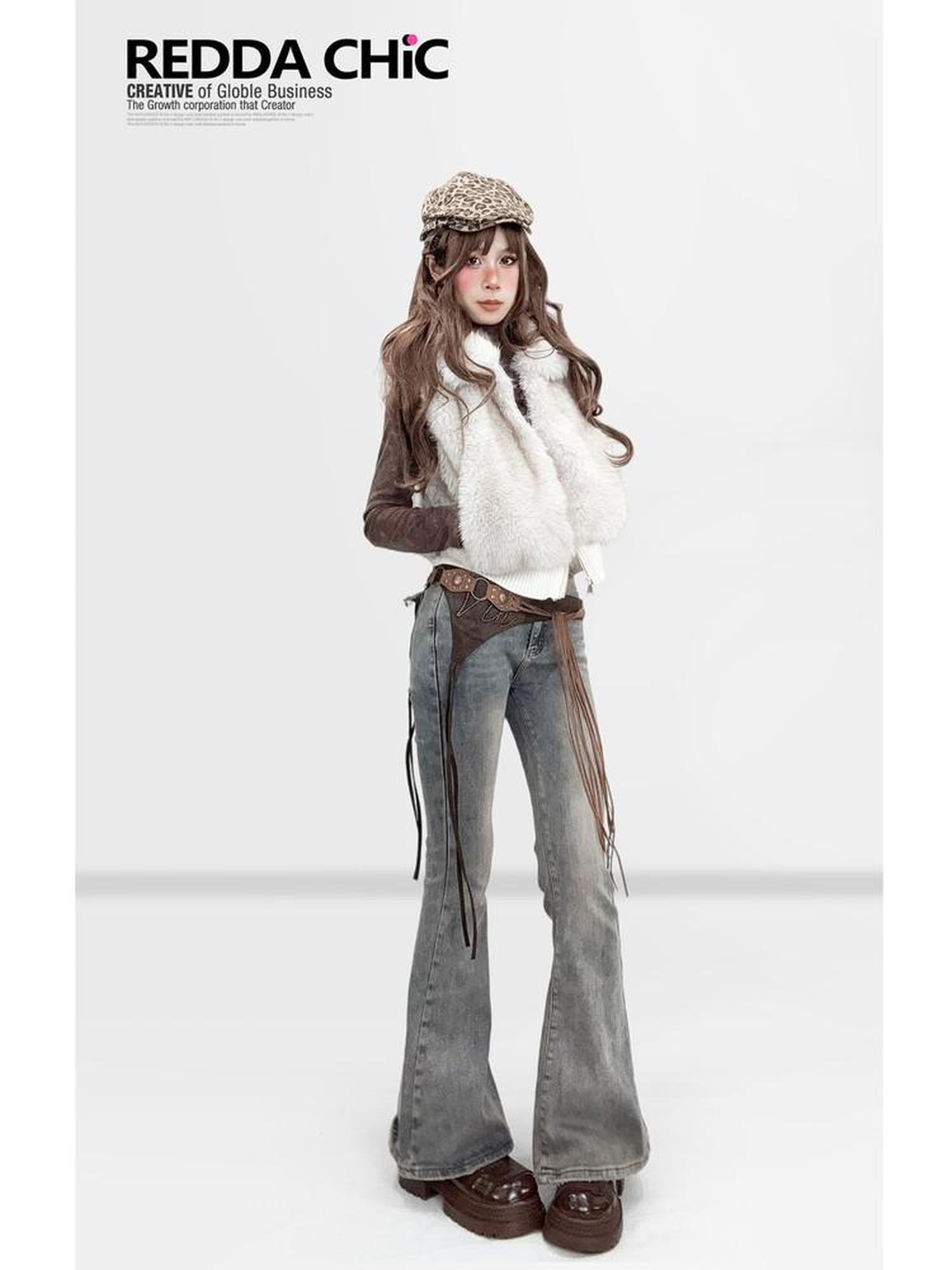 ReddaChic Soft Brushed Tie Dye Vintage Slim Fit Coffee Color Ladies One Size Denim Shorts