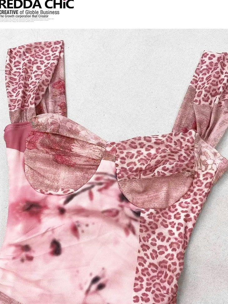 ReddaChic Soft Stretch Printed Pink Vacation Style High Rise Cozy Knitted Leg Warmers