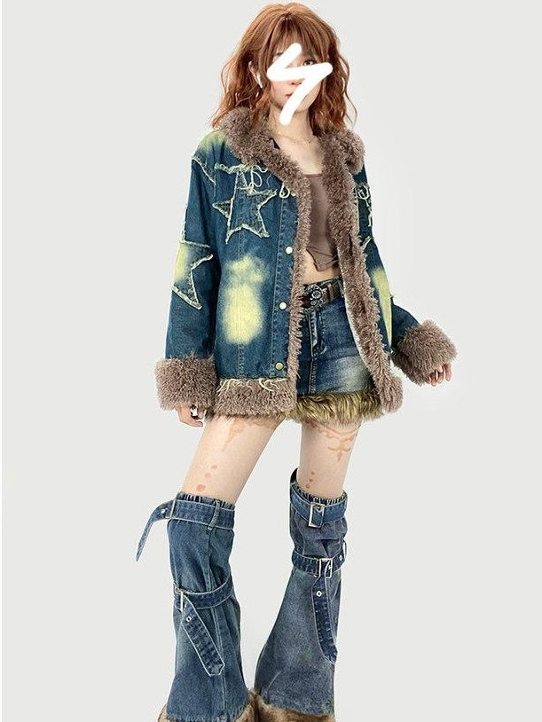 ReddaChic Solid Color Street Style High Waist Blue Sizes S To Xl Leg Warmers