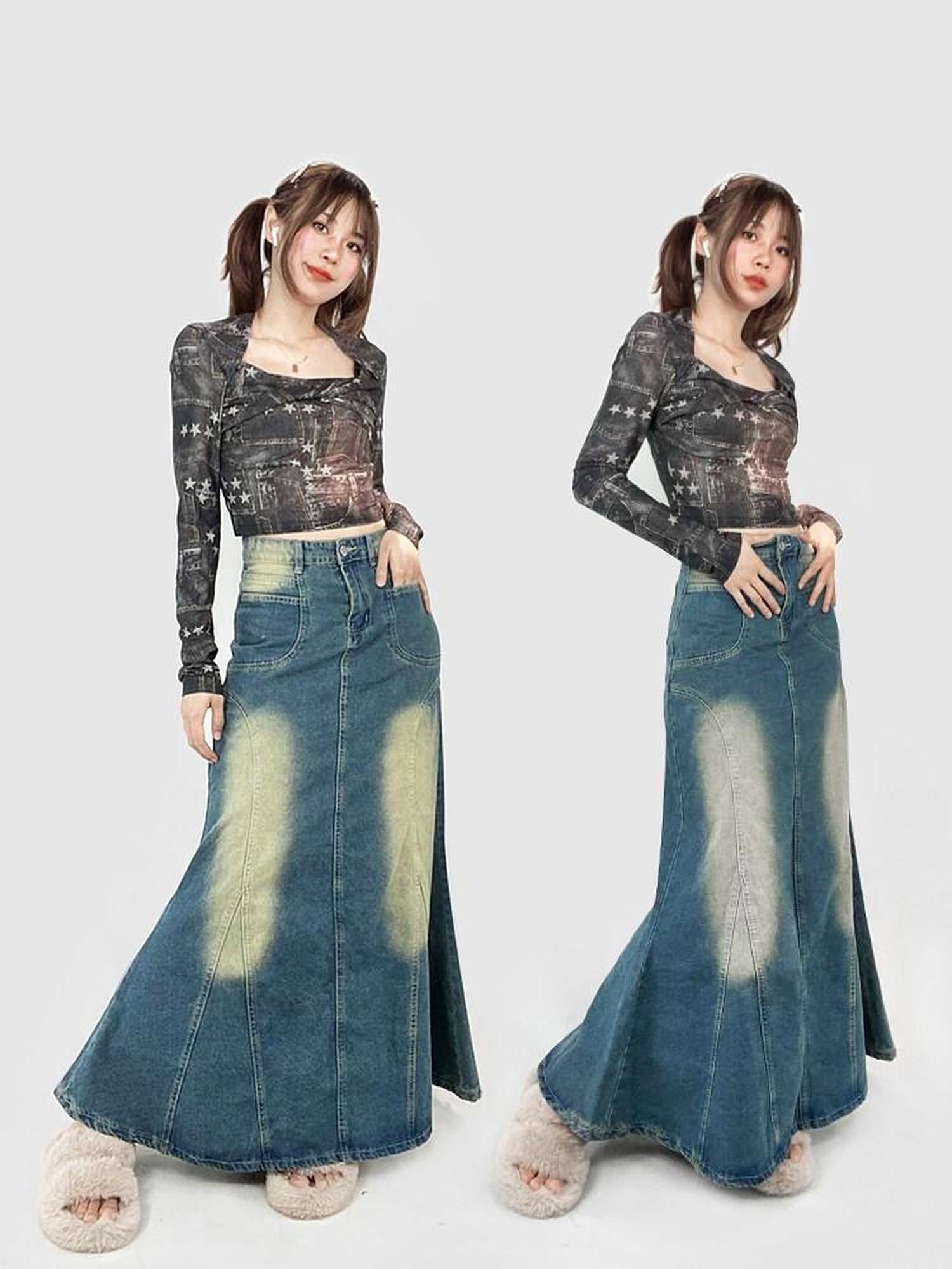 ReddaChic Square Neck Long Sleeve Street Style Short Length Black Brown Slip Maxi Dresses