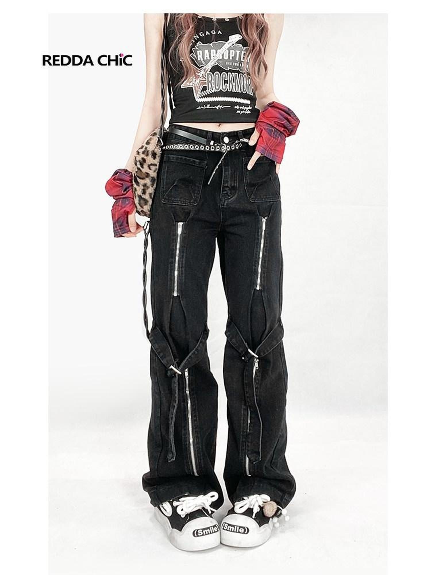 ReddaChic Studded Soft Pu Finish Versatile Belted Pin Buckle Young Women Denim Shorts