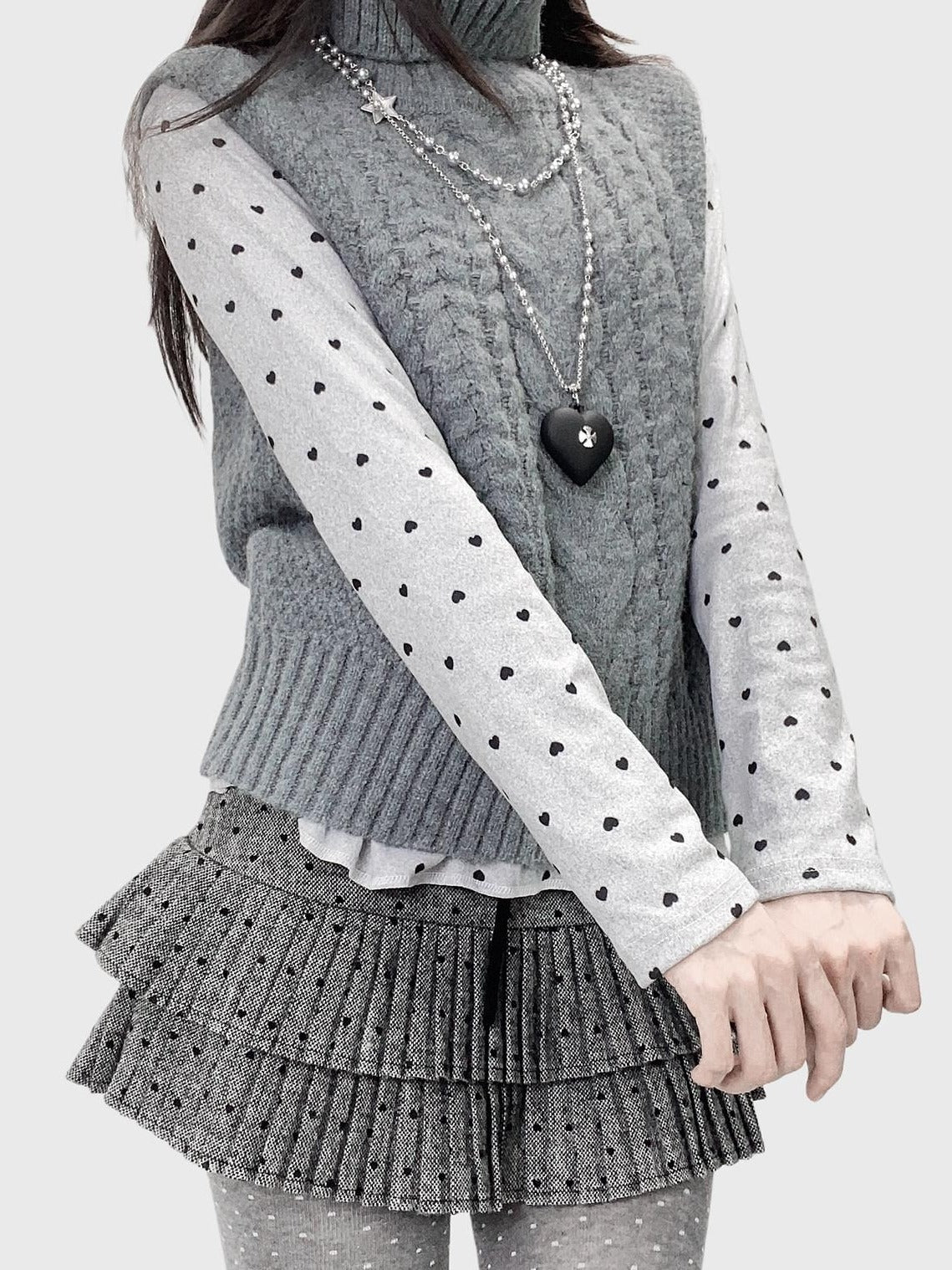 ReddaChic Thermal Velvet Slim Fit Casual Long Sleeve Crewneck Light Gray Slip Midi Dresses