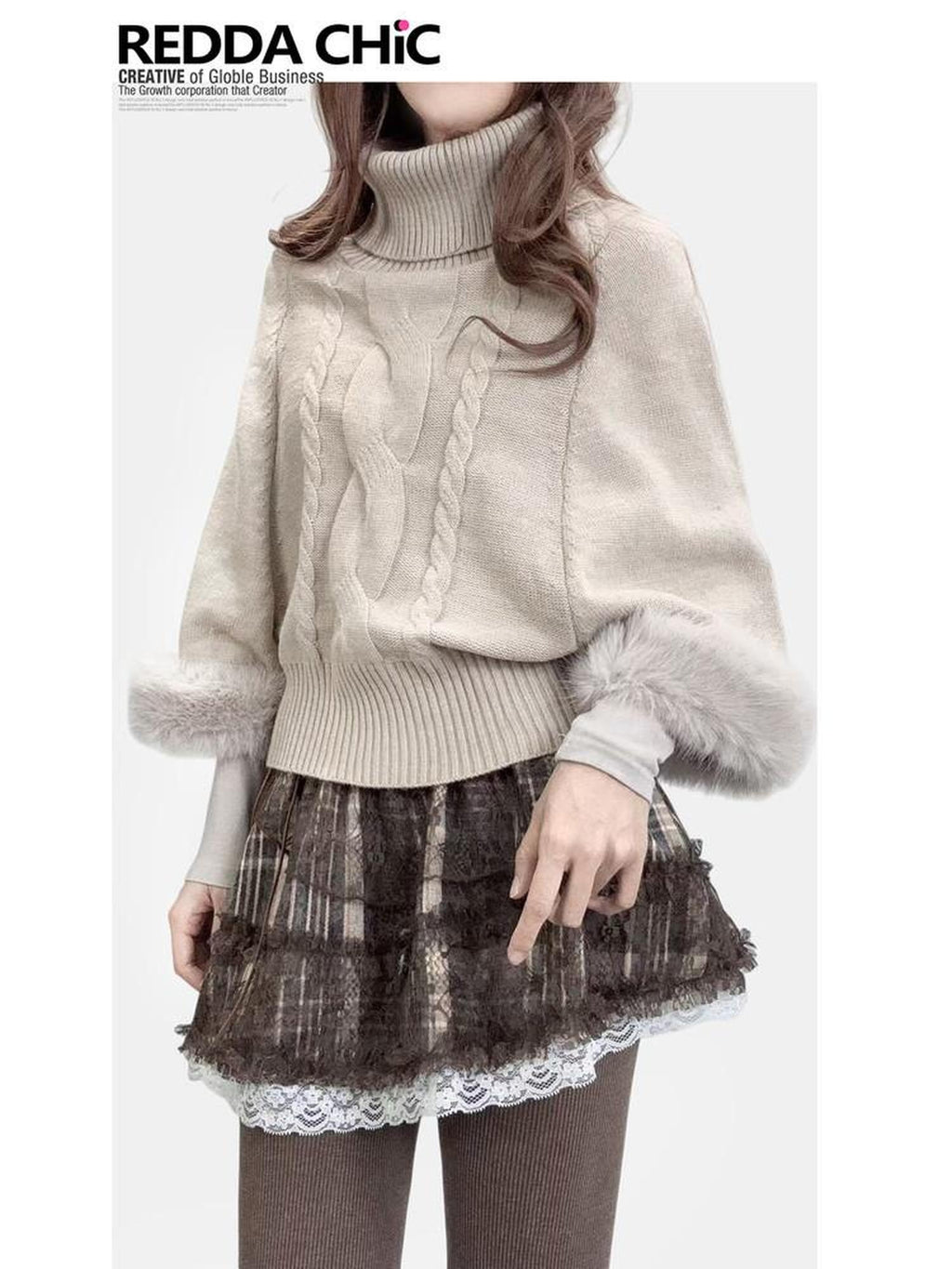 ReddaChic Thermal Warm Oatmeal Loose Fit Commuter Office Casual Short Trousers