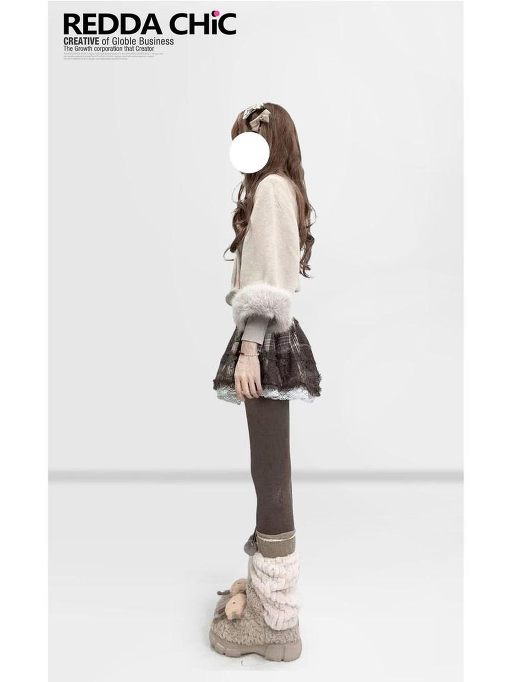 ReddaChic Thermal Warm Oatmeal Loose Fit Commuter Office Casual Short Trousers