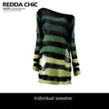 ReddaChic_Thermal_Warm_Striped_Loose_Commuter_Pullover_Round_Neck_Green_Tank_Tops_MISSTT