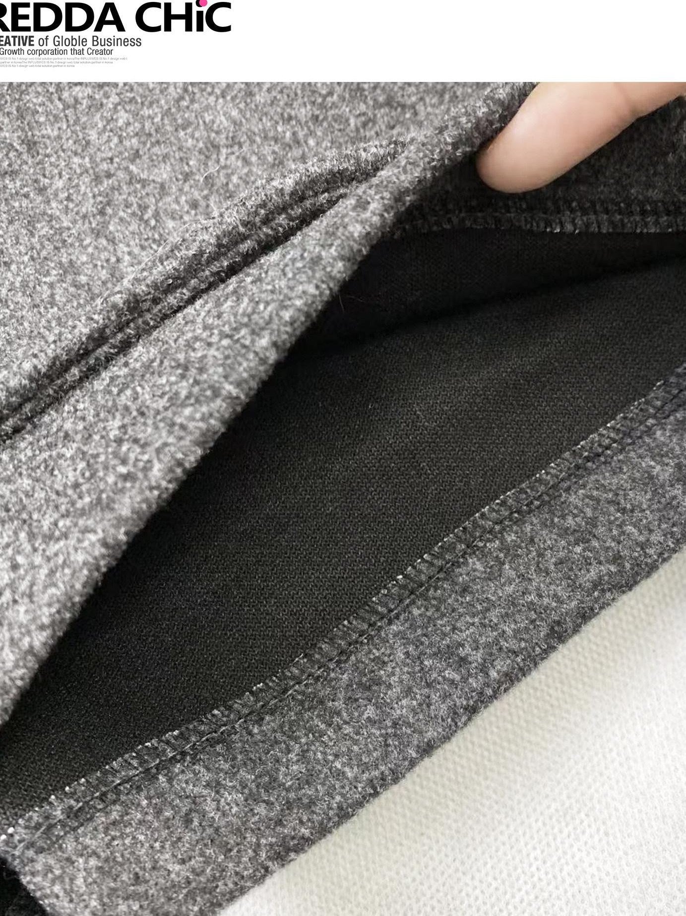 ReddaChic Thick Casual Spliced Side Zip Dark Gray Women Citywalk Long Sleeve T-Shirts