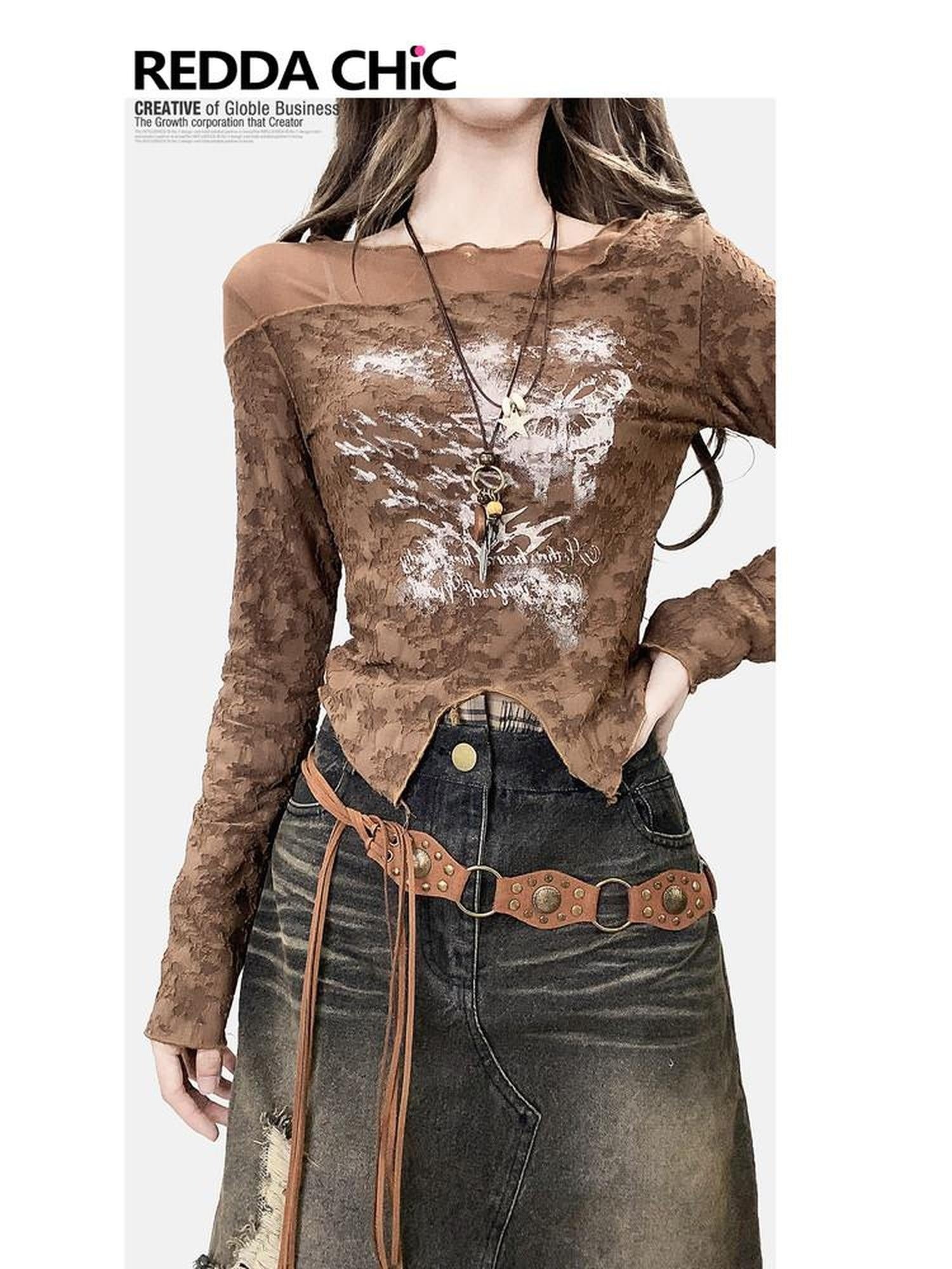 ReddaChic Thin Mesh Butterfly Print Casual Slim Fit Women Girls One Size Leg Warmers
