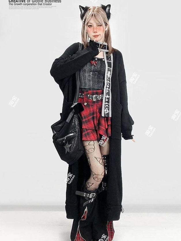 ReddaChic Tie Waist Flared Cake Skirt Street Style Women Long Sleeve T-Shirts