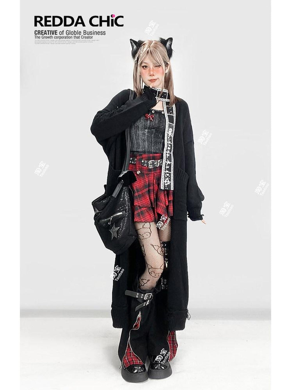 ReddaChic Tie Waist Flared Cake Skirt Street Style Women Long Sleeve T-Shirts