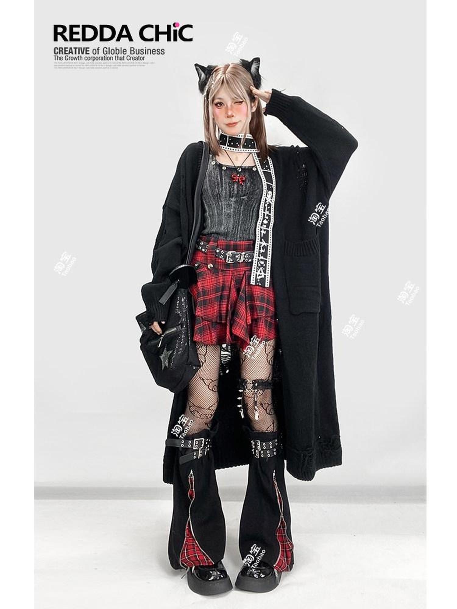 ReddaChic Tie Waist Flared Cake Skirt Street Style Women Long Sleeve T-Shirts