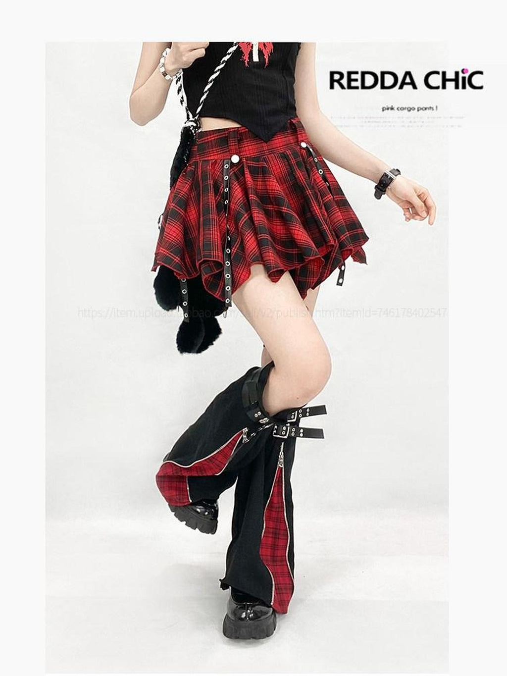 ReddaChic Tie Waist Flared Cake Skirt Street Style Women Long Sleeve T-Shirts