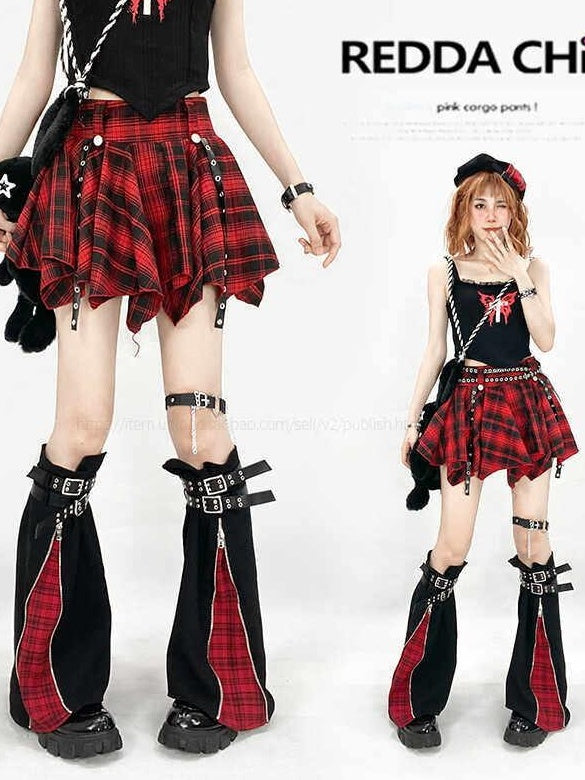 ReddaChic Tie Waist Flared Cake Skirt Street Style Women Long Sleeve T-Shirts