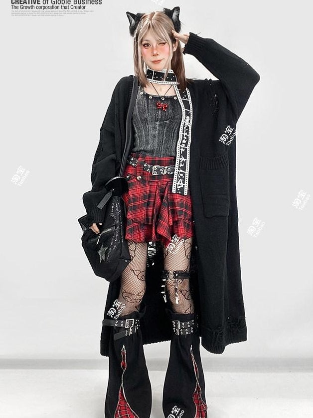 ReddaChic Tie Waist Flared Cake Skirt Street Style Women Long Sleeve T-Shirts