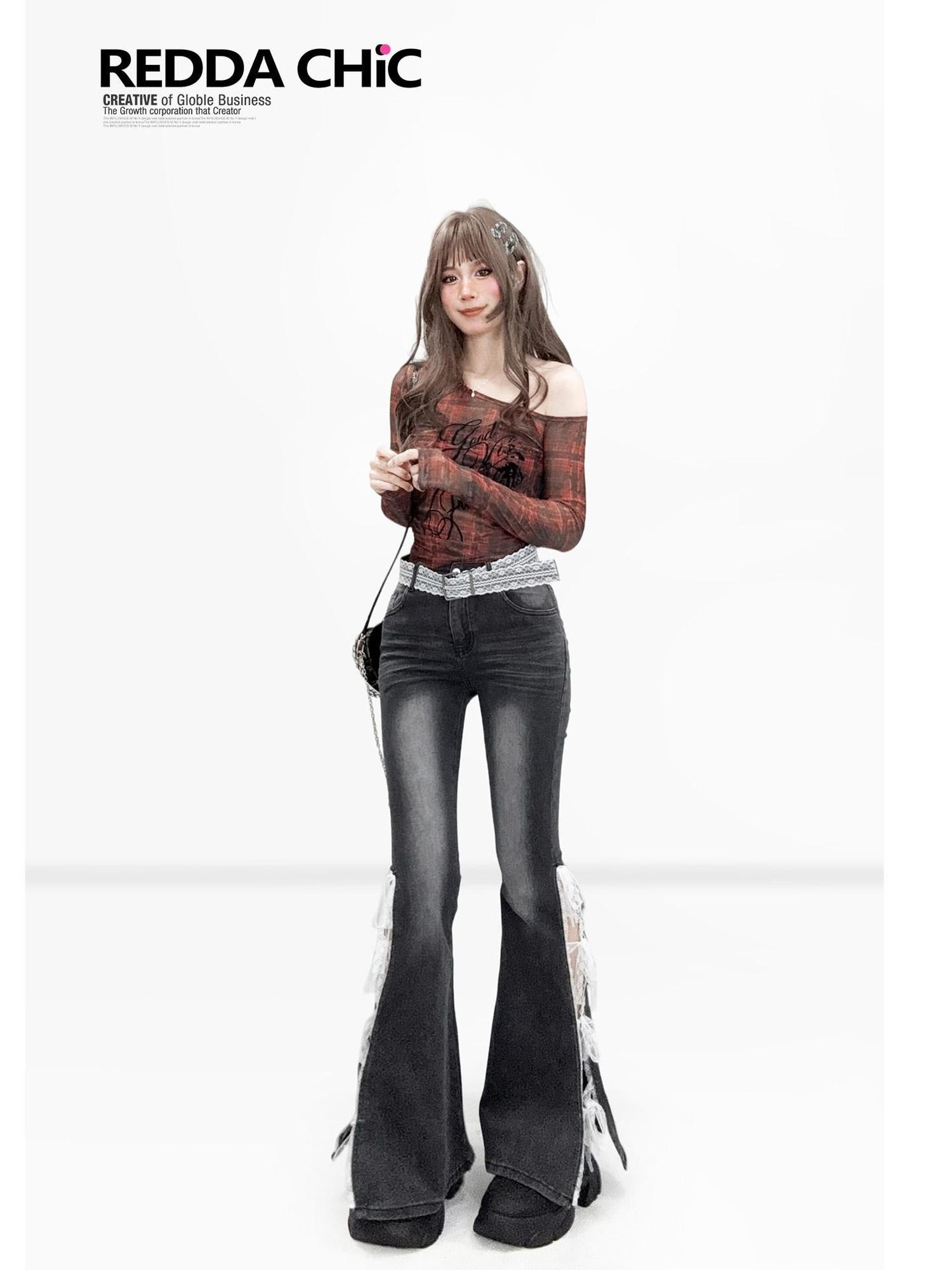 ReddaChic Uv Protection Gothic Mesh Plaid Letter Print Two Piece Women Tulle Midi Skirts
