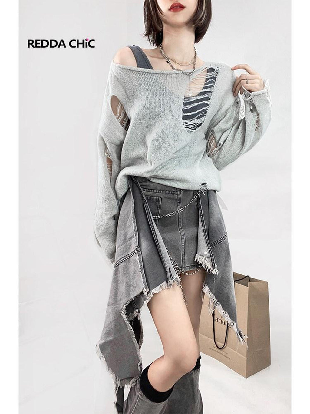 ReddaChic Uv Protective Loose Crochet Openwork Women Casual Pullover Clothing Accessories