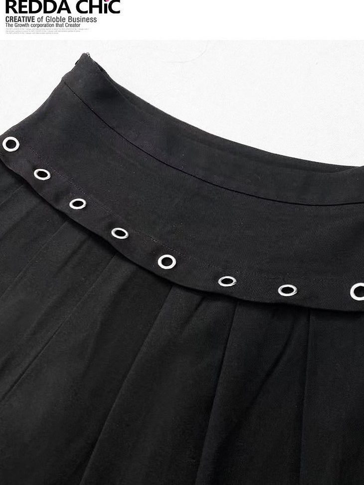 ReddaChic Versatile Minimalist Black Elastic Waist Teen Girls Casual Maxi Dresses