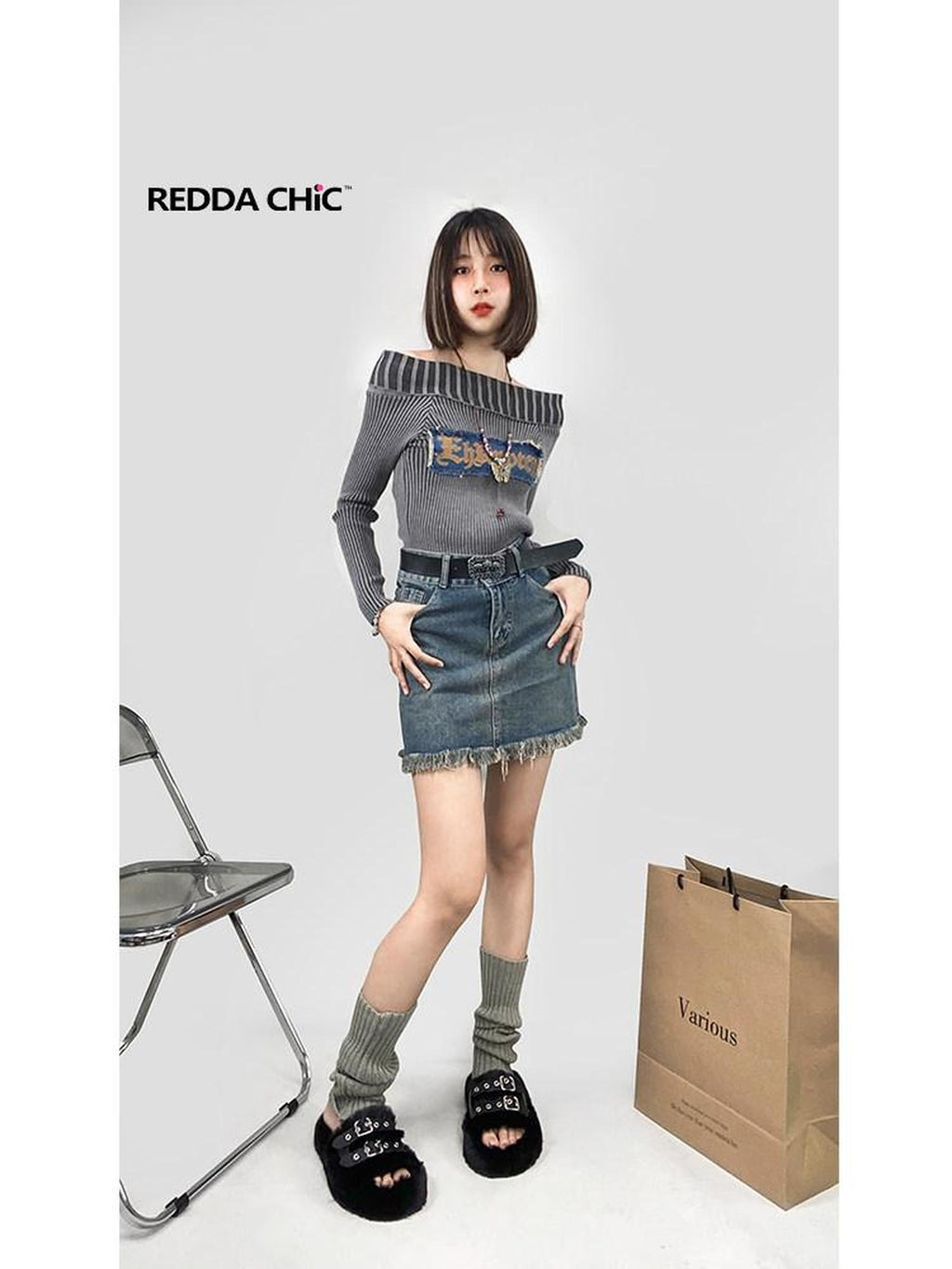 ReddaChic Vintage Distressed Denim A Line High Waist Fringe Pocket Blue Citywalk Ponchos