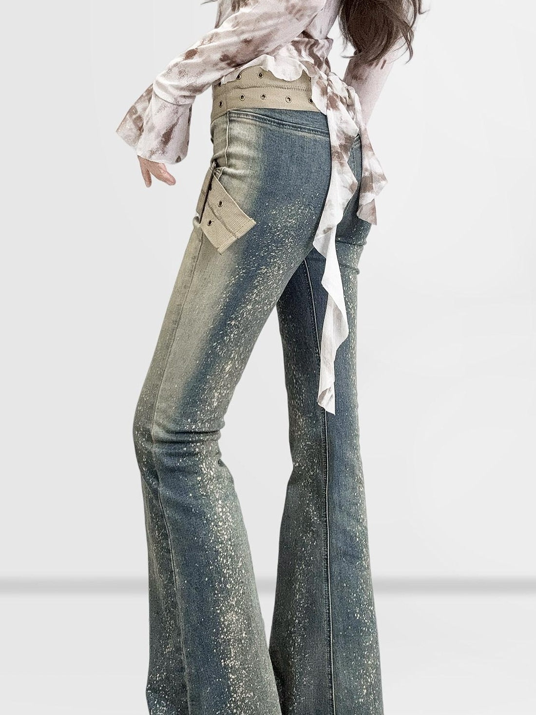 ReddaChic Vintage Distressed Low Rise Slim Fit Cotton Stretch Denim Women Tank Tops