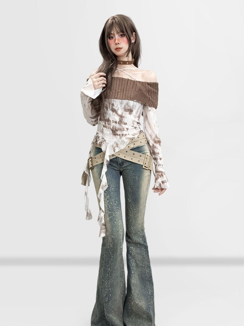 ReddaChic Vintage Distressed Low Rise Slim Fit Cotton Stretch Denim Women Tank Tops