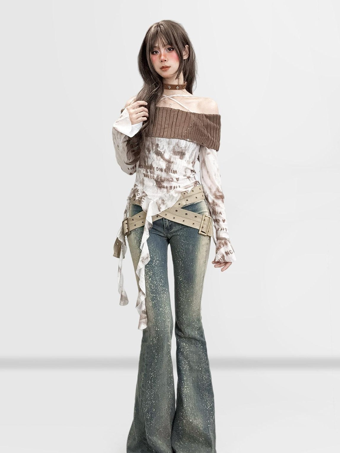 ReddaChic Vintage Distressed Low Rise Slim Fit Cotton Stretch Denim Women Tank Tops