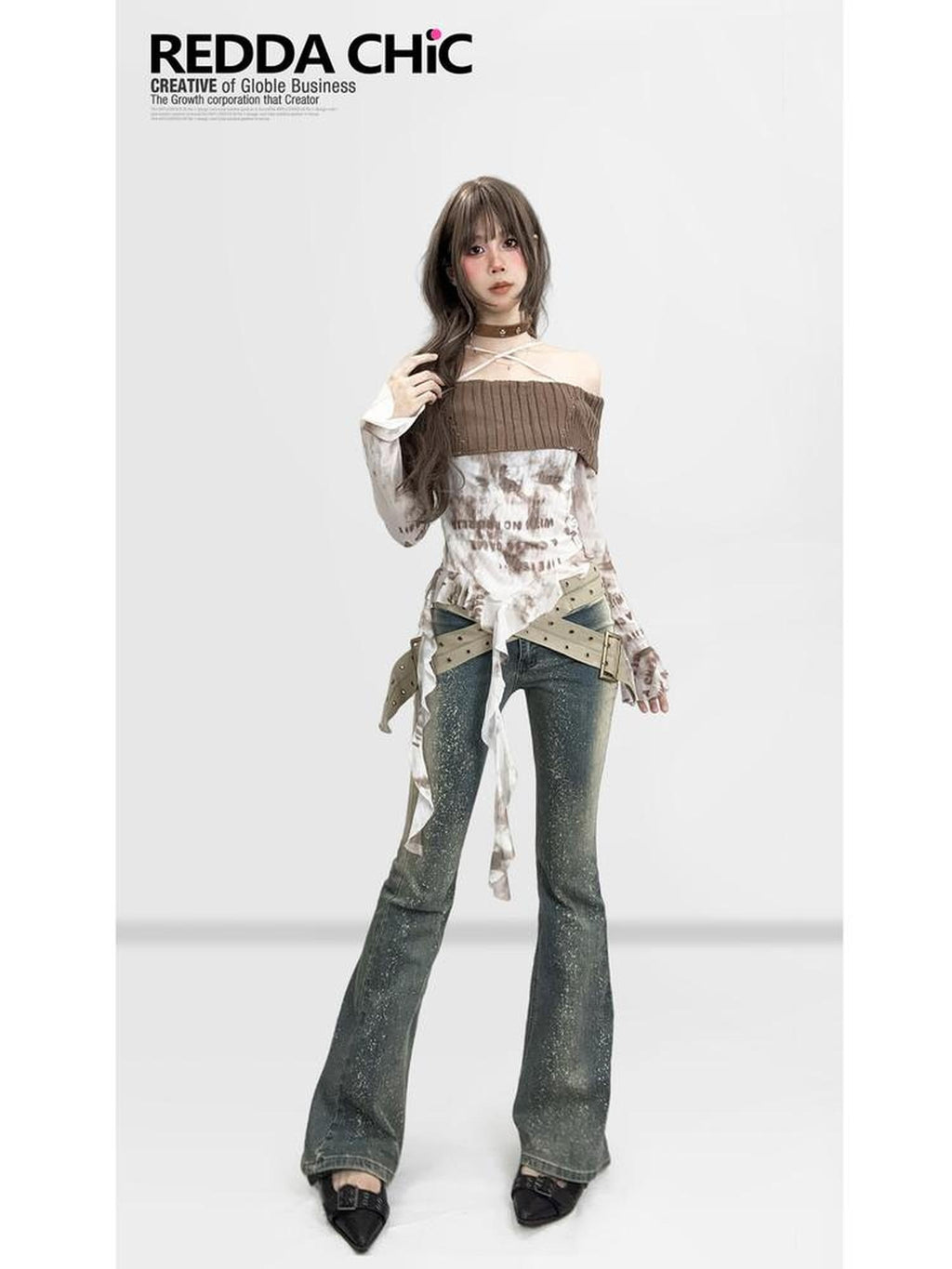 ReddaChic Vintage Distressed Low Rise Slim Fit Cotton Stretch Denim Women Tank Tops
