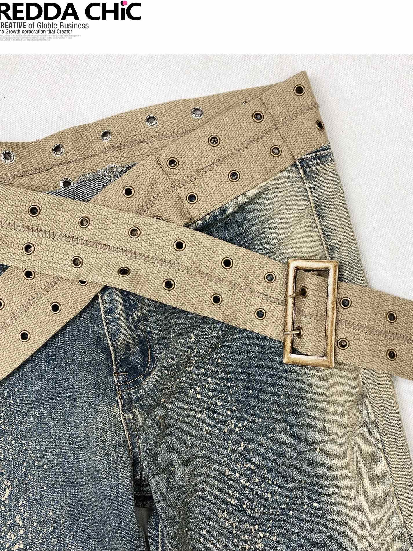 ReddaChic Vintage Distressed Low Rise Slim Fit Cotton Stretch Denim Women Tank Tops