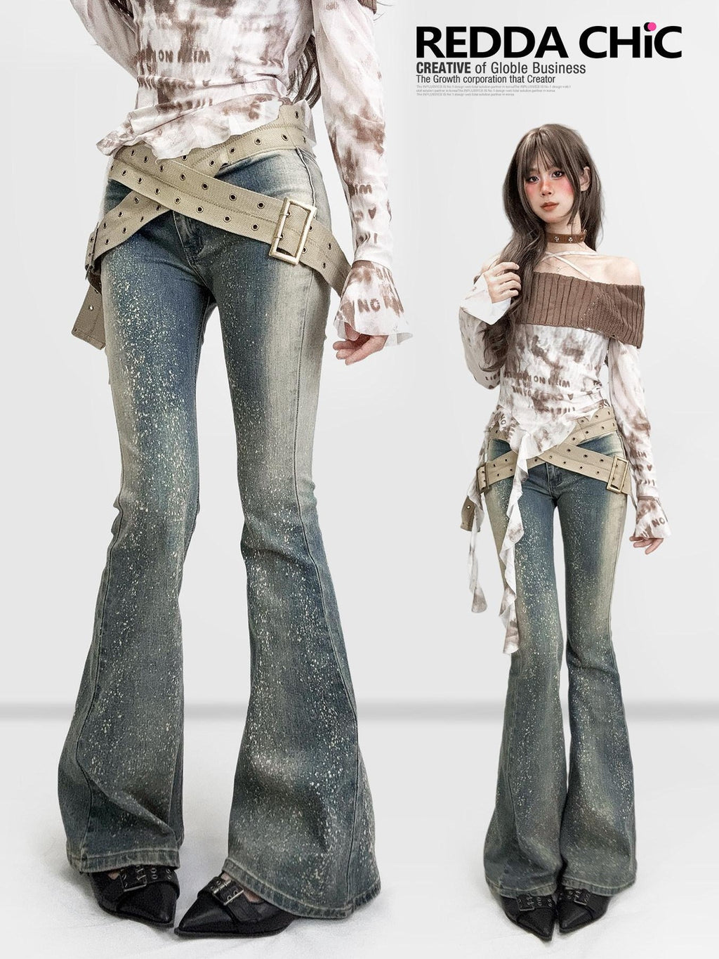 ReddaChic Vintage Distressed Low Rise Slim Fit Cotton Stretch Denim Women Tank Tops