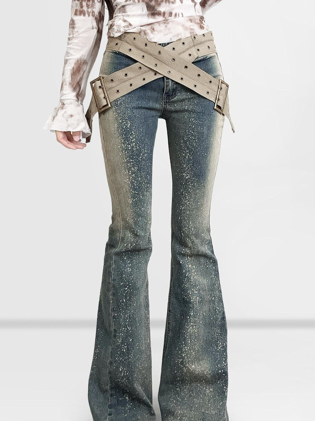 ReddaChic Vintage Distressed Low Rise Slim Fit Cotton Stretch Denim Women Tank Tops