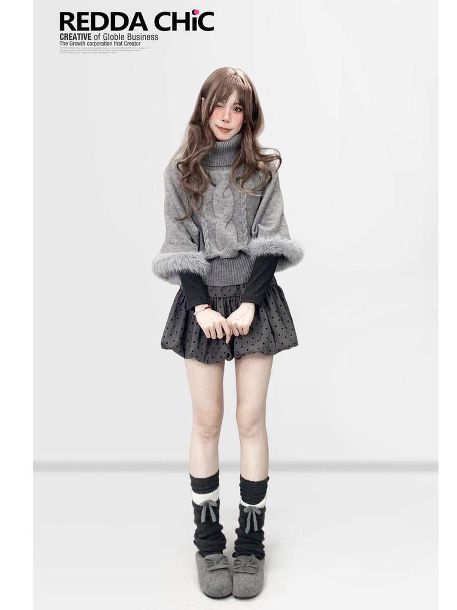 ReddaChic Vintage Loose Frayed Batwing High Neck Layering Knit Girls Short Sleeve T-Shirts