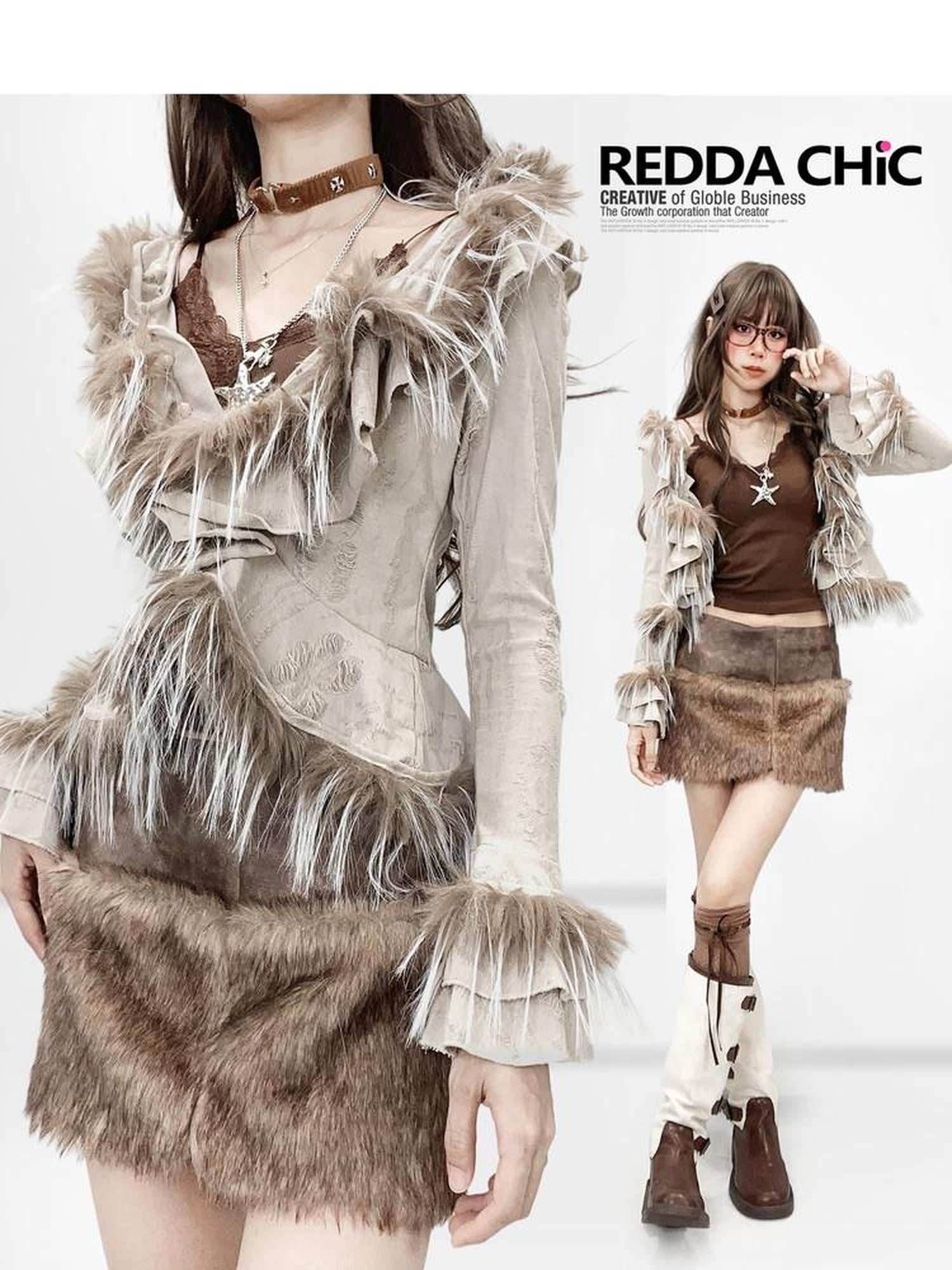 ReddaChic Vintage Ripped High Waist Button Short Cinched Fit Women One Size Mini Skirts