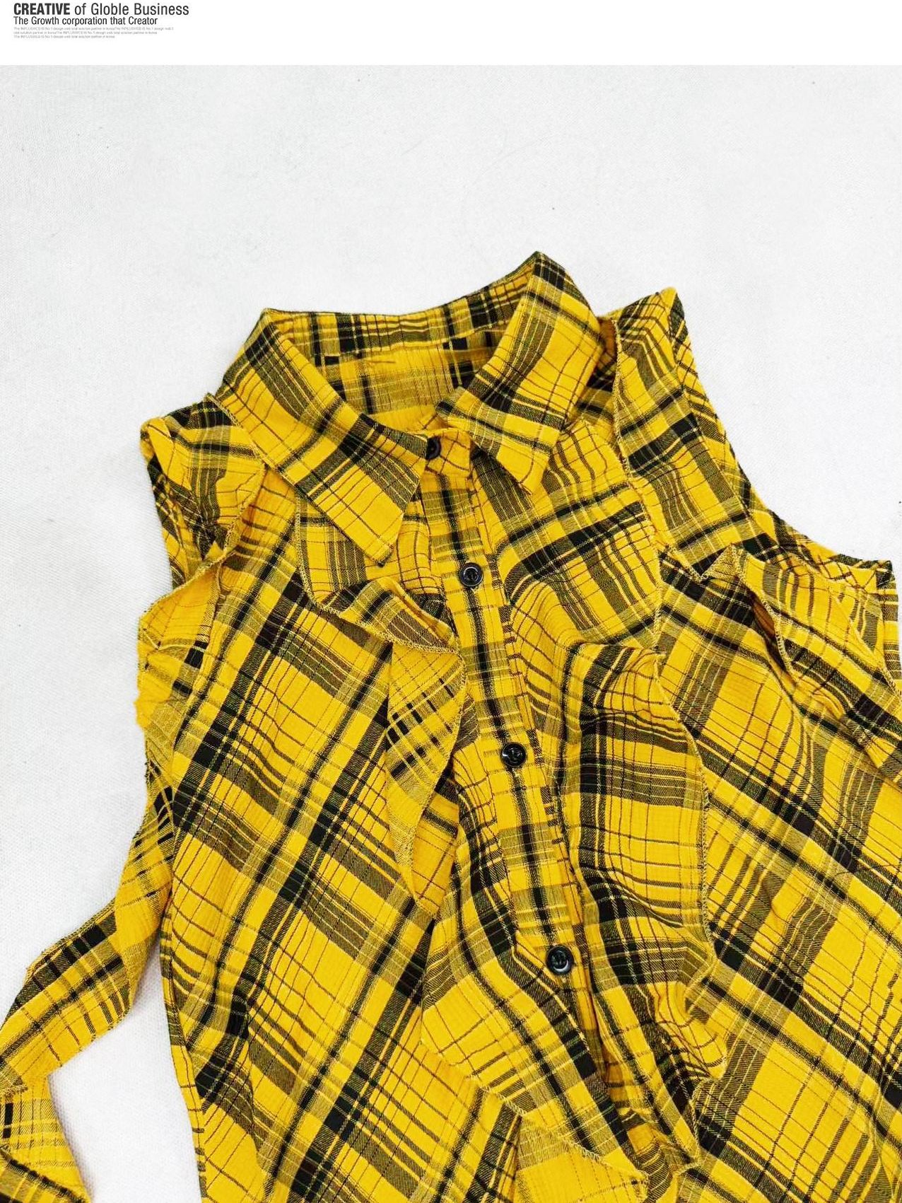 ReddaChic Vintage Ruffle Detail Plaid Cotton Regular Fit Women Casual Wide-Leg Jeans