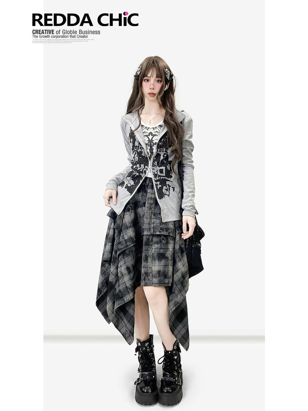 ReddaChic Vintage Tie Dye Ruffle Asymmetric Mid Waist Loose Teen Mini Skirts