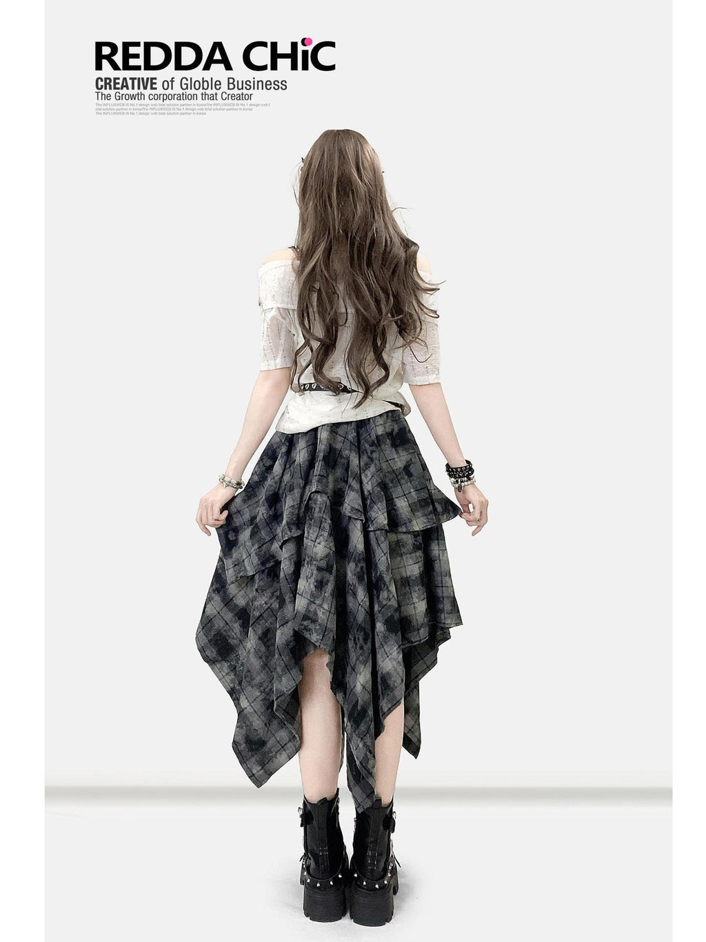ReddaChic Vintage Tie Dye Ruffle Asymmetric Mid Waist Loose Teen Mini Skirts