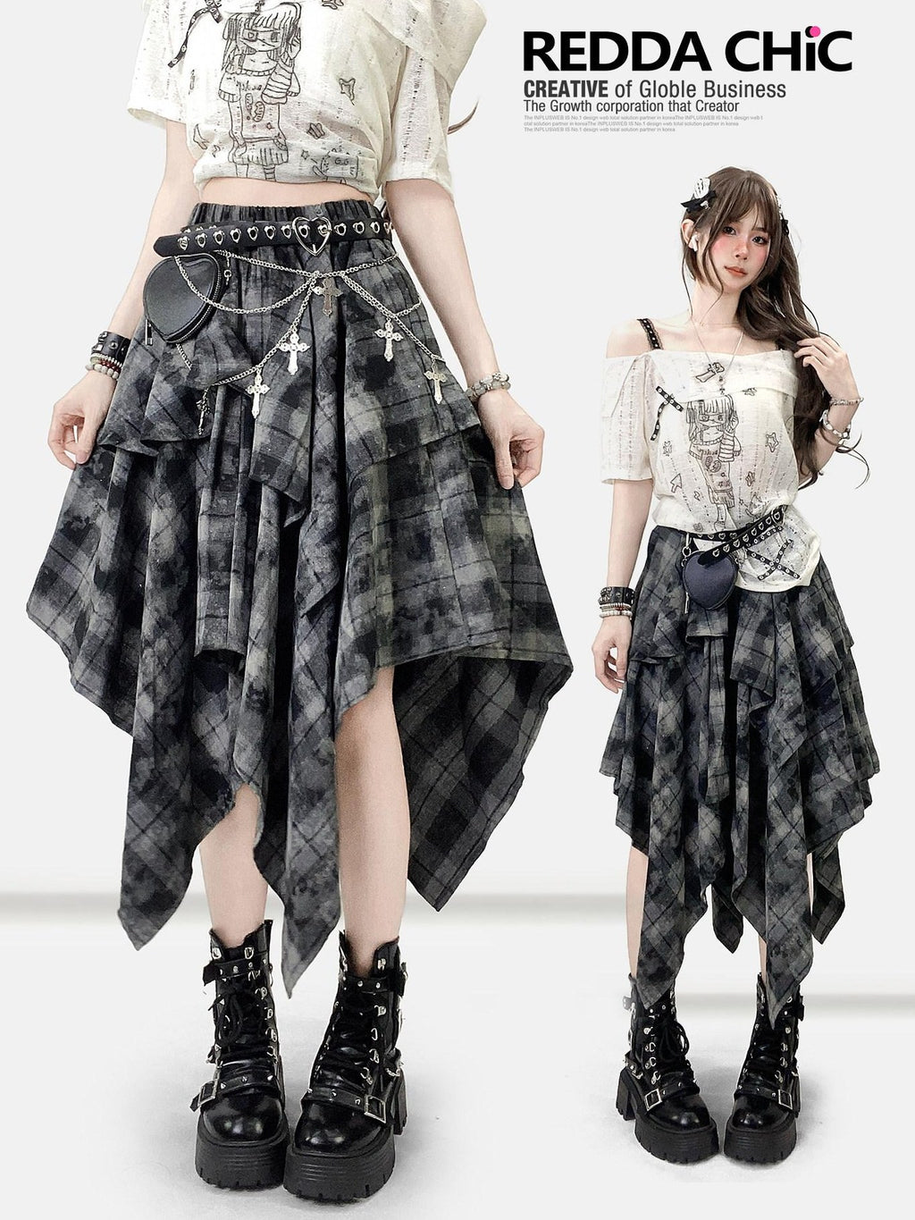 ReddaChic Vintage Tie Dye Ruffle Asymmetric Mid Waist Loose Teen Mini Skirts