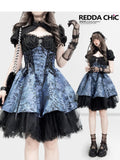 Waist Cinch Gothic Puff Skirt Spaghetti Strap Womens Citywalk Slip Midi Dresses