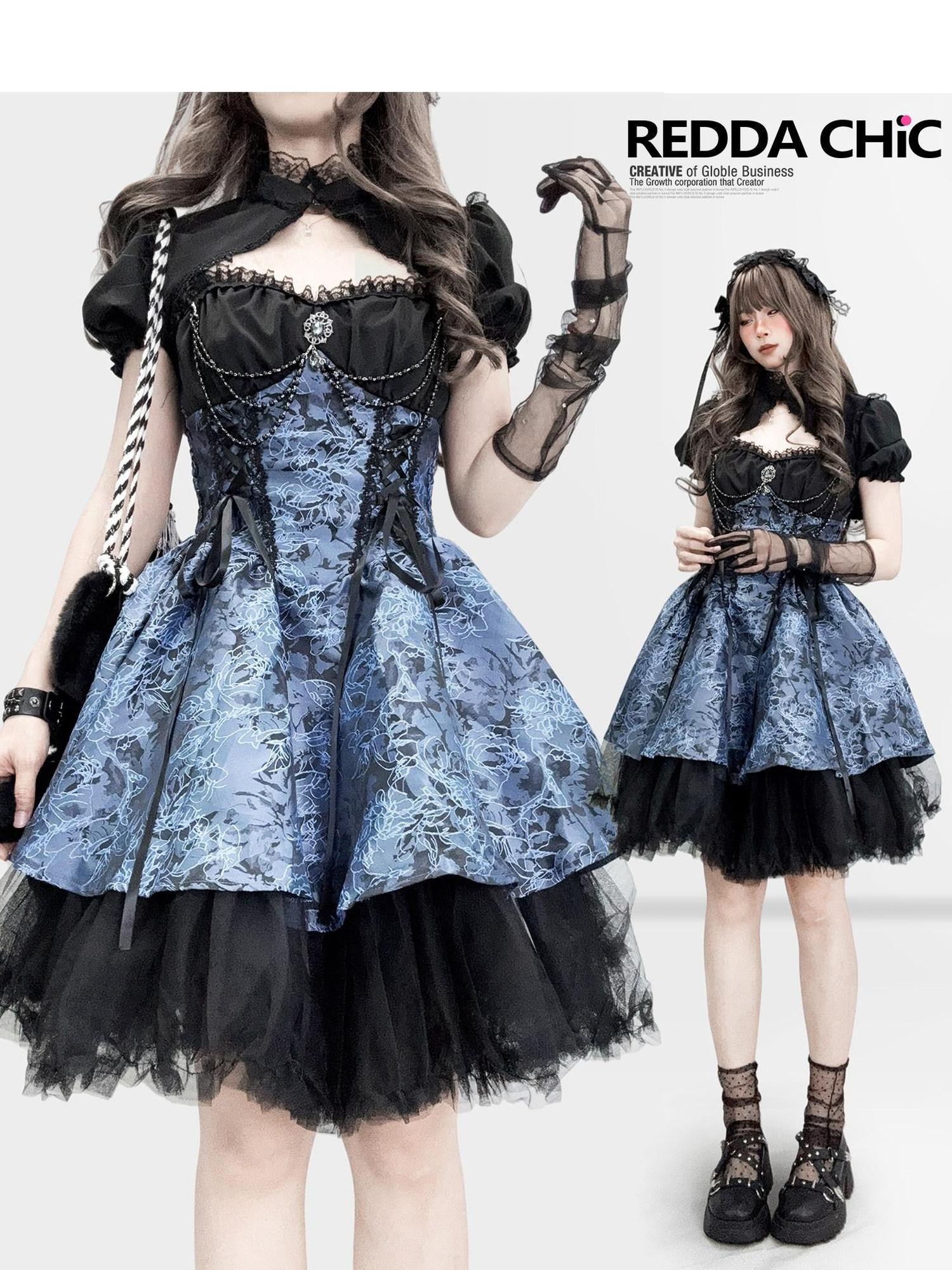 Waist Cinch Gothic Puff Skirt Spaghetti Strap Womens Citywalk Slip Midi Dresses