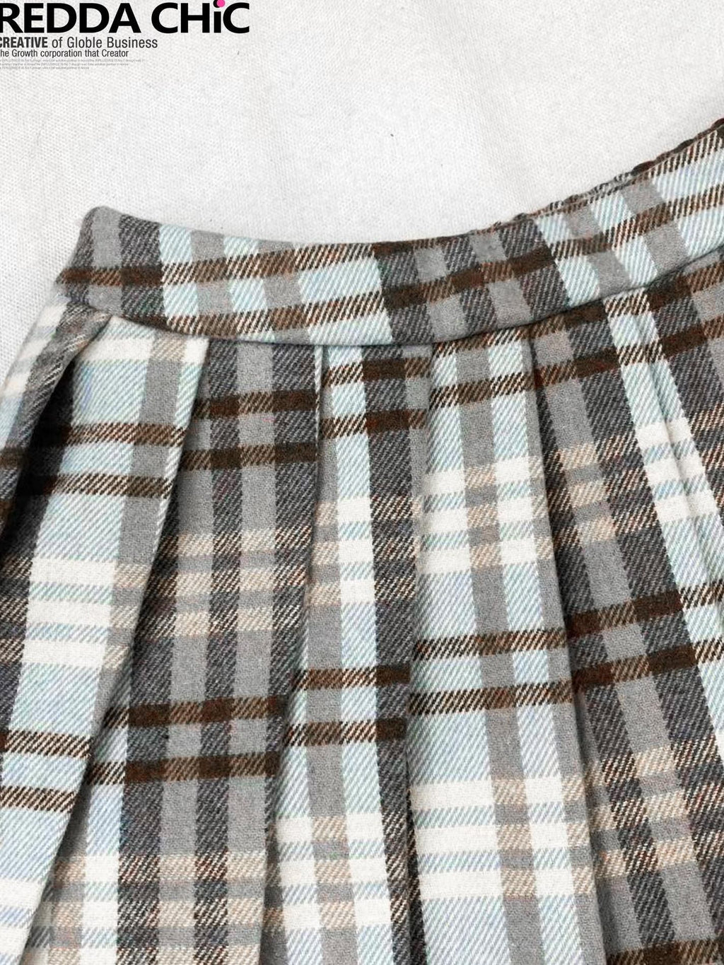 ReddaChic Warm Thick Cute Preppy Plaid Cloak Silhouette Women Two Piece Flare Jeans