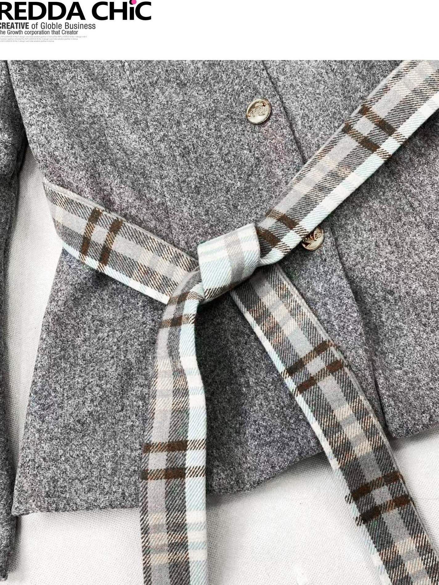 ReddaChic Warm Thick Cute Preppy Plaid Cloak Silhouette Women Two Piece Flare Jeans