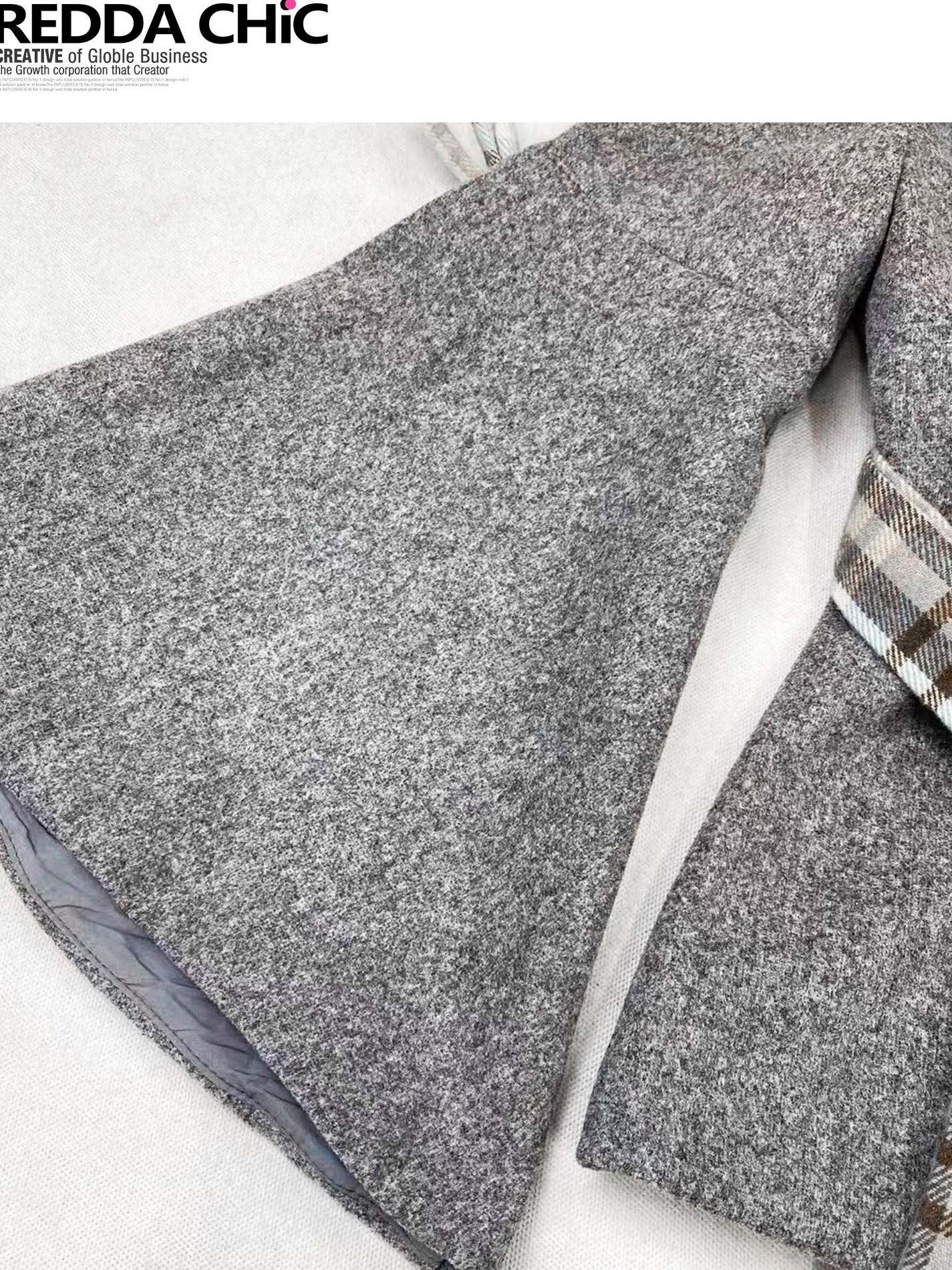 ReddaChic Warm Thick Cute Preppy Plaid Cloak Silhouette Women Two Piece Flare Jeans