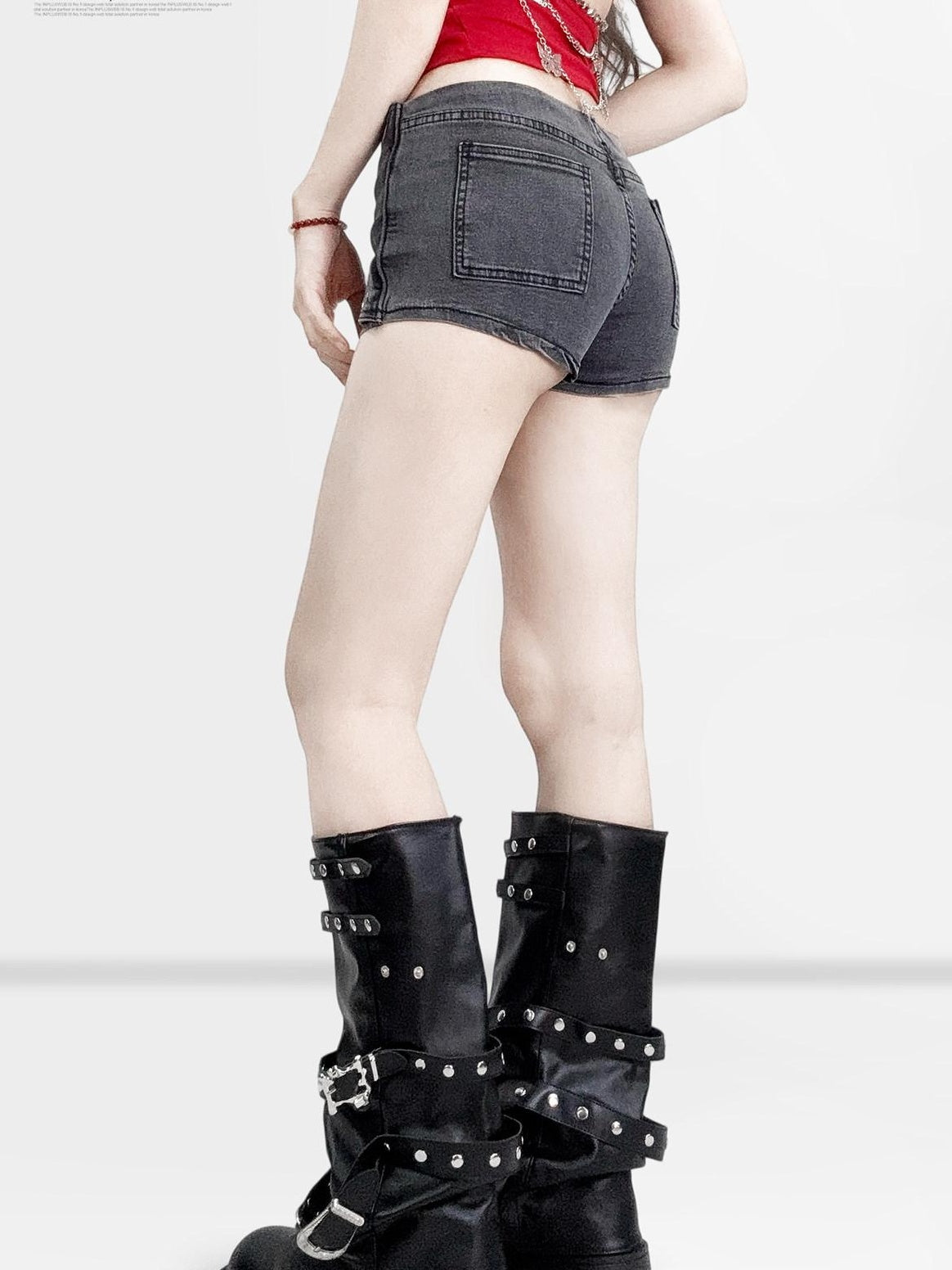 ReddaChic Washed Gray Low Waist Denim Asymmetrical Slim H Silhouette Women Mini Skirts