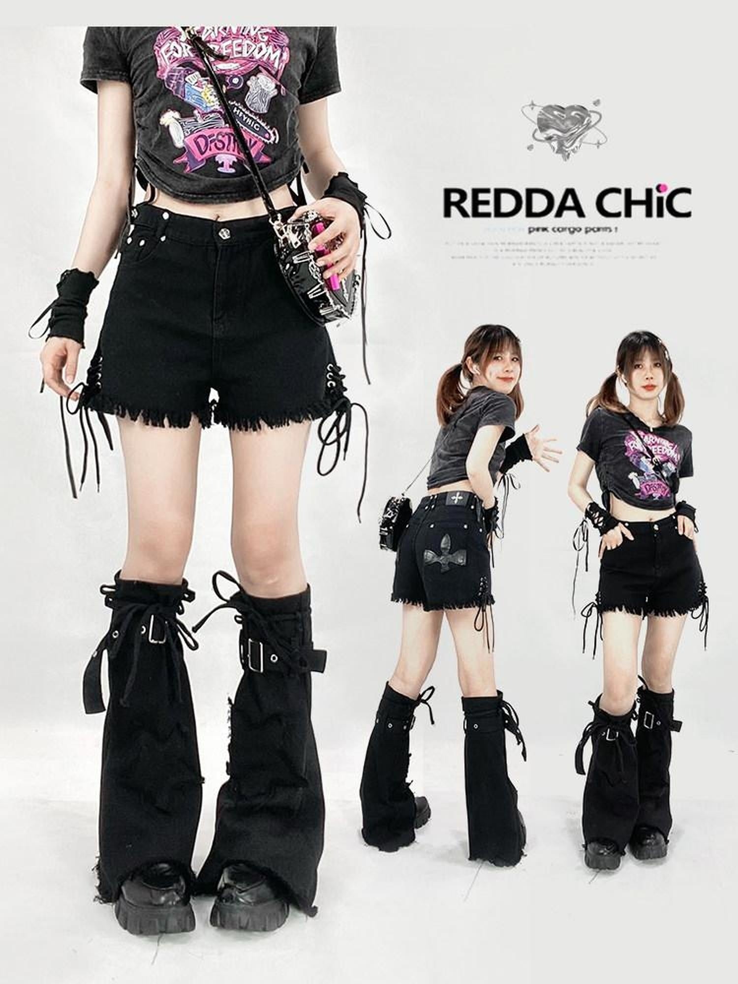 ReddaChic Washed Soft Black Cropped Boxy Fit Youth Casual High Waist Long Sleeve T-Shirts