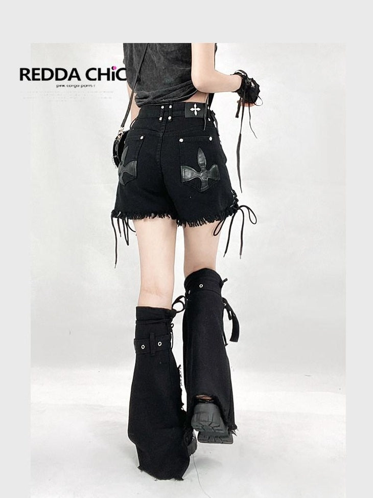 ReddaChic Washed Soft Black Cropped Boxy Fit Youth Casual High Waist Long Sleeve T-Shirts
