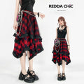 ReddaChic_Wine_Red_Rococo_Patchwork_Irregular_A_Line_Mid_Waist_Citywalk_Mini_Skirts_MISSTT