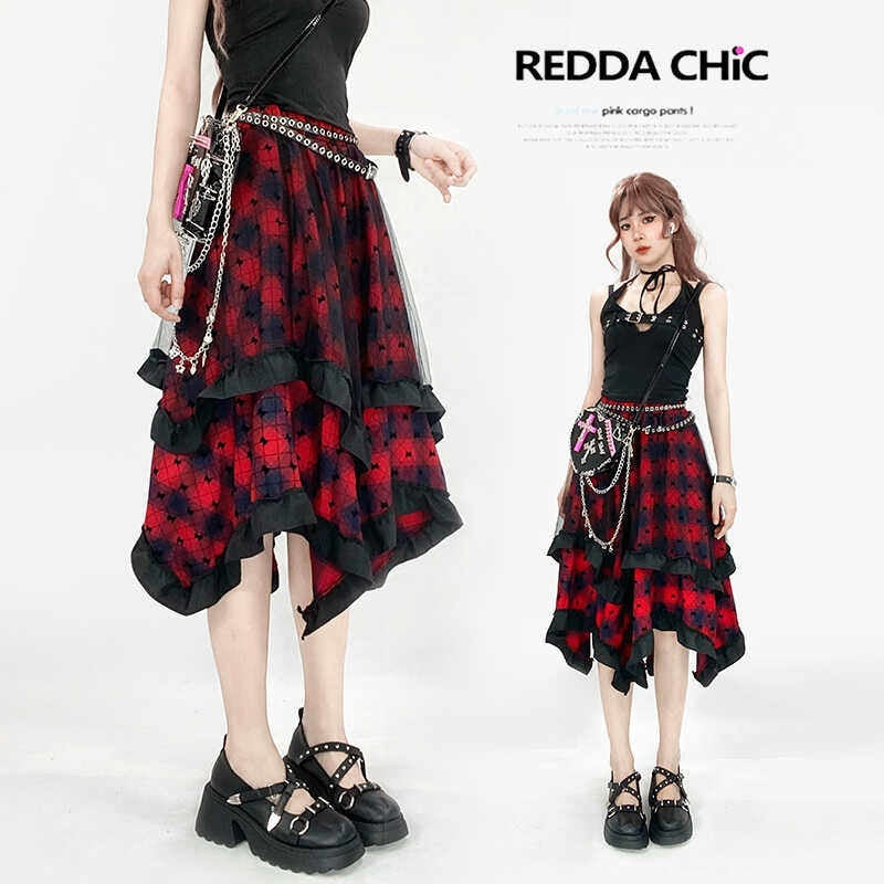 ReddaChic_Wine_Red_Rococo_Patchwork_Irregular_A_Line_Mid_Waist_Citywalk_Mini_Skirts_MISSTT