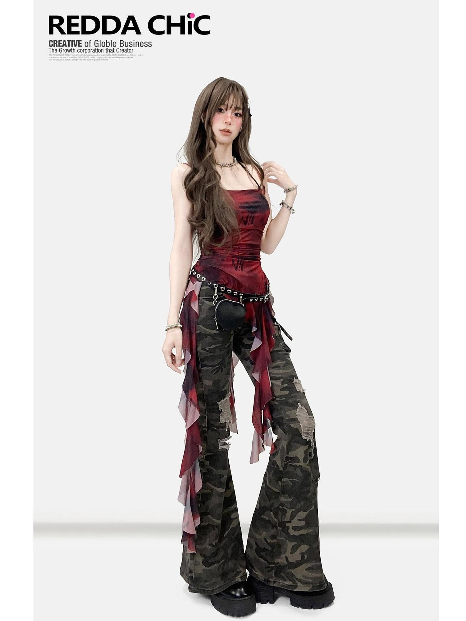 ReddaChic Wine Red Slim Fit Commuter Style Solid Minimal Womens Straight Jeans