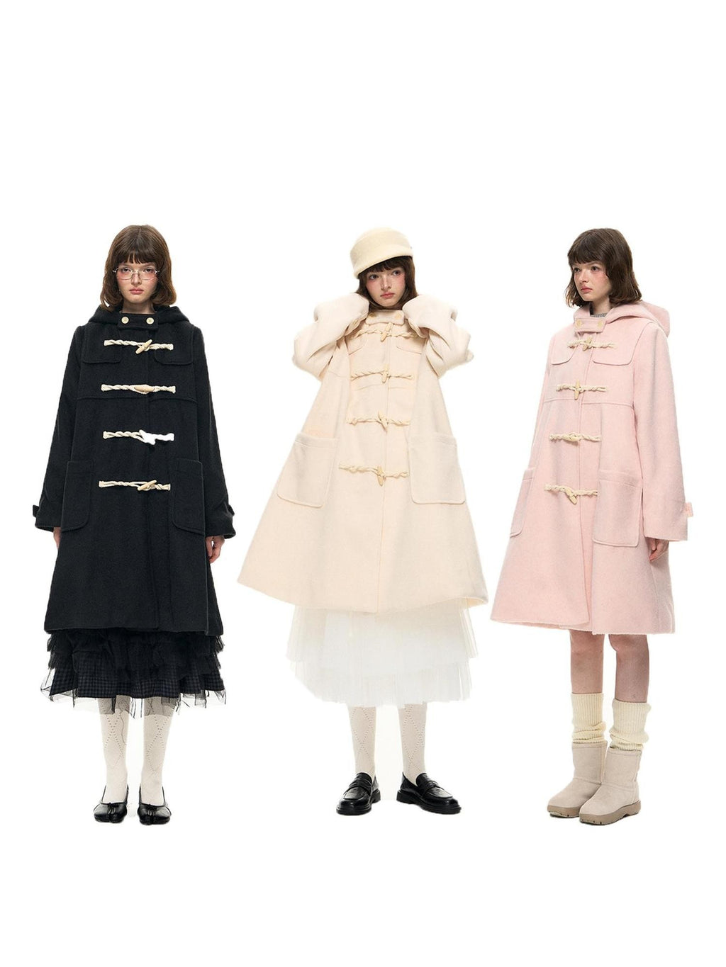 Romance Nanci A Line Toggle Button Collegiate Mid Length Loose Women's Wool Blend Long Coats