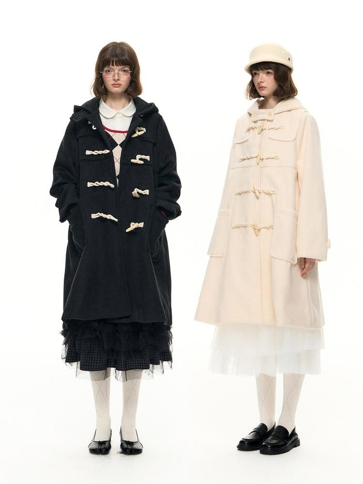 Romance Nanci A Line Toggle Button Collegiate Mid Length Loose Women's Wool Blend Long Coats