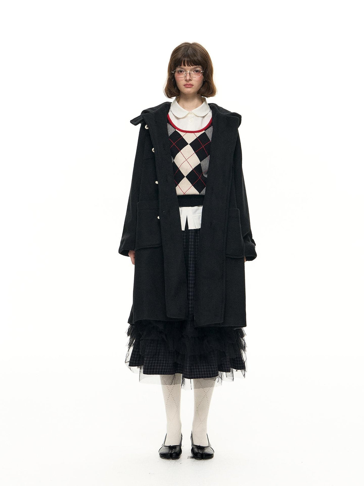 Romance Nanci A Line Toggle Button Collegiate Mid Length Loose Women's Wool Blend Long Coats