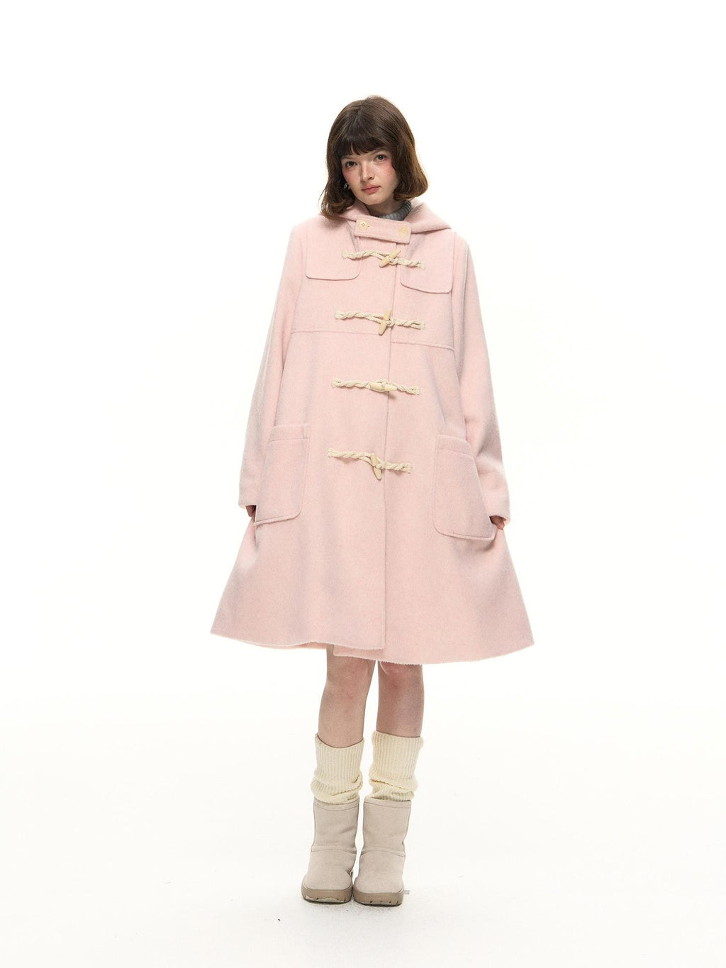 Romance Nanci A Line Toggle Button Collegiate Mid Length Loose Women's Wool Blend Long Coats